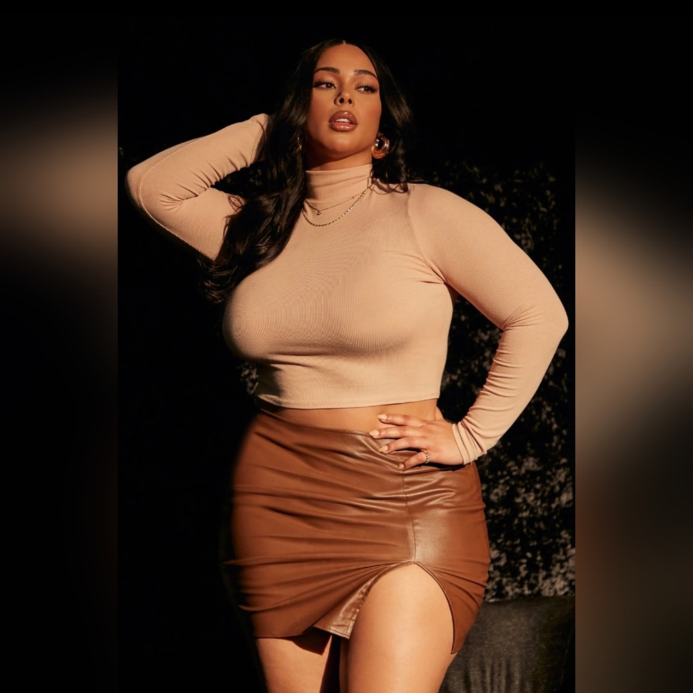 Fashion Nova Amerie Turtle Neck Sweater - Beige Size: 3X